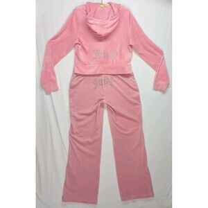 Juicy Couture Large Women's Pink Velour 2pc Tracksuit Spellout Streetwear